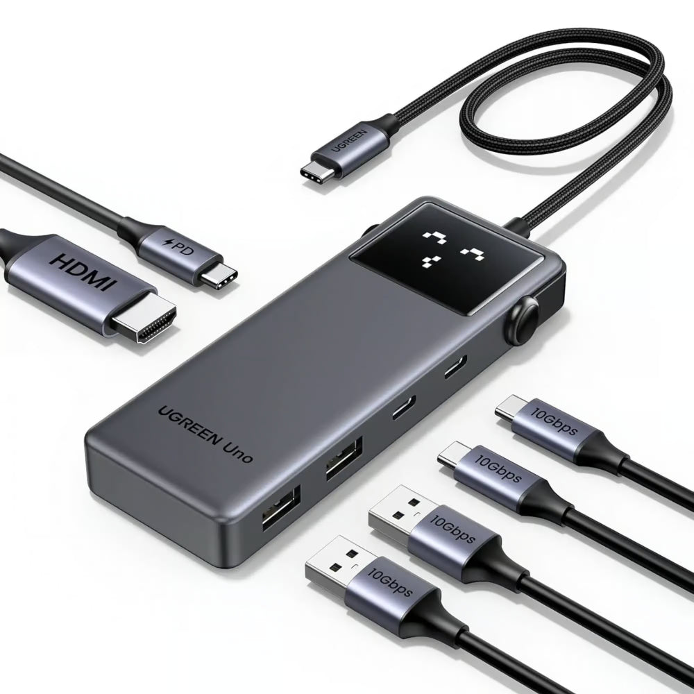 UGREEN 35998 Uno | 6-in-1 USB-C Hub (10Gbps USB-C & USB-A + 4K@60Hz HDMI)
