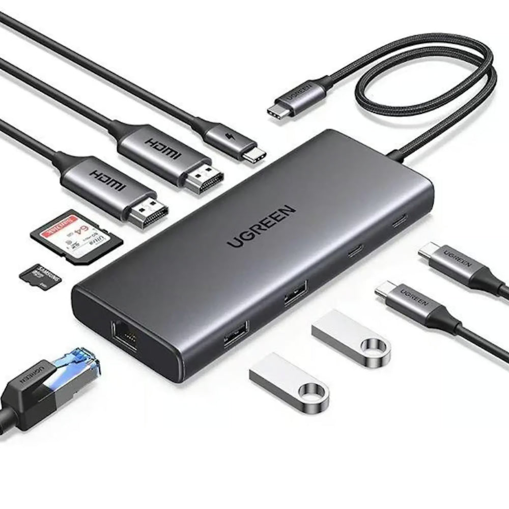 UGREEN 45380 | 10-in-1 USB-C Docking Station (Dual 4K@60Hz HDMI, 100W PD, Gigabit Ethernet)