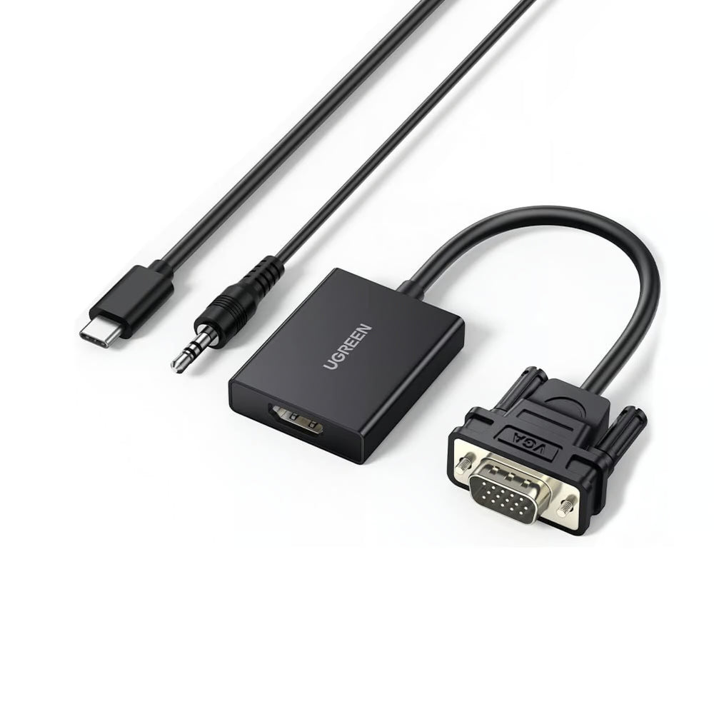 UGREEN 50945 | VGA Male to HDMI Female Adapter | 1080p Full HD | Video & Audio Synchronization | USB-Powered | Plug & Play | Compact Design