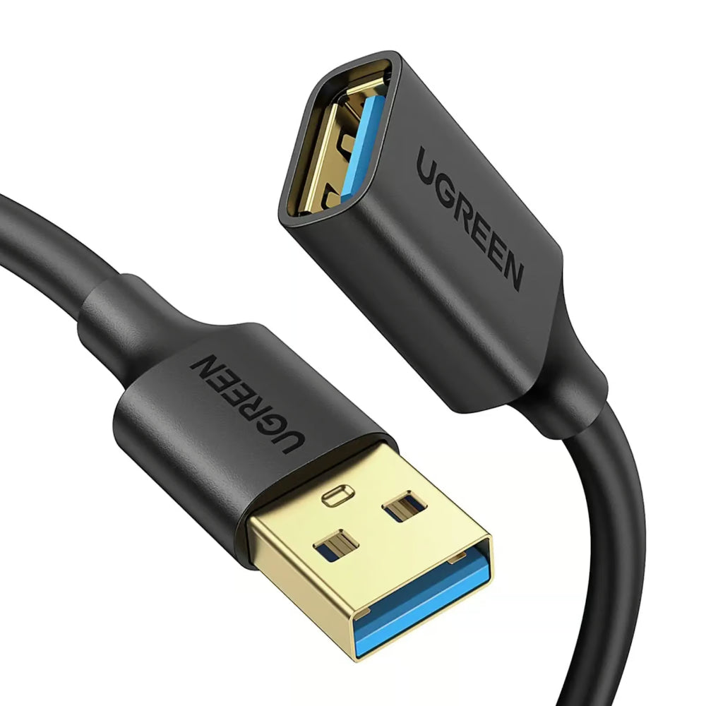 UGREEN | USB 3.0 Extension Cable | Male to Female | Gold-Plated Connectors | 5Gbps Transfer Rate | Black | For Laptop, PC, Printer, USB Hub, Flash Drive