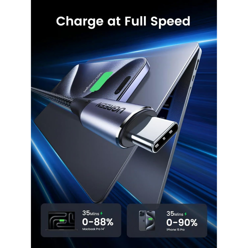 UGREEN 80150 | USB-C to USB-C Charger Cable | 140W PD | USB 3.2 Gen 2 | 10Gbps Data Transfer | 1M | E-Marker Chip | For Laptops, Tablets, Smartphones, Power Banks