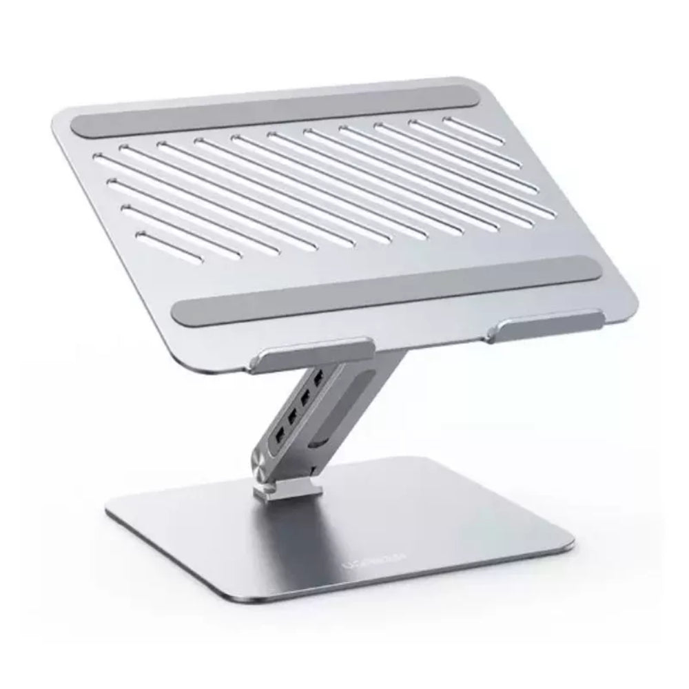 Ugreen 60975 | Adjustable Laptop Stand with USB 3.0 Hub | 5-Port Expansion | Ergonomic Design | Aluminum Alloy | Silver