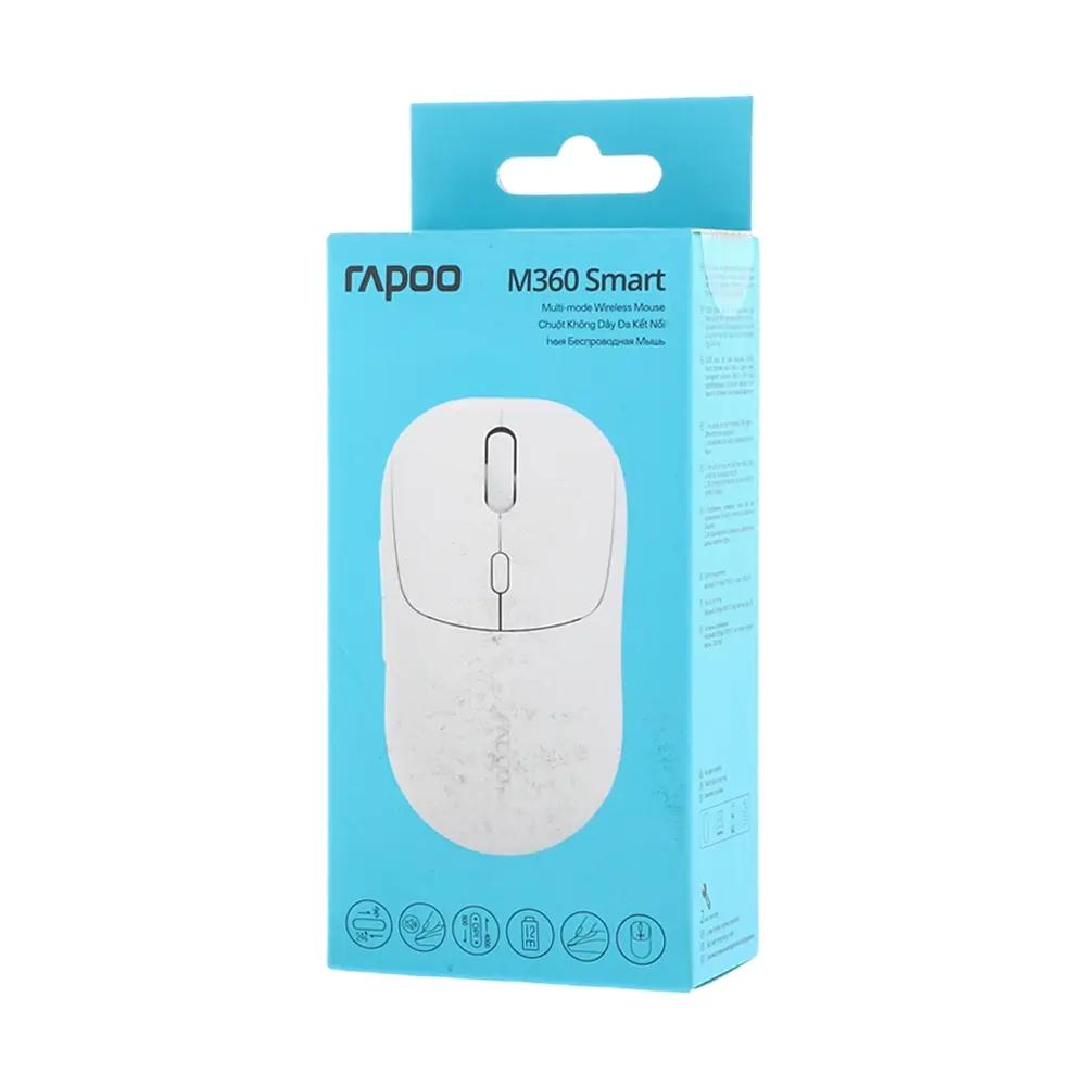Rapoo M360 Smart Dual-Mode Wireless Mouse with AI Copilot Button | Bluetooth 5.0 & 2.4GHz | 4000 DPI | Silent Clicks | Cloudy White