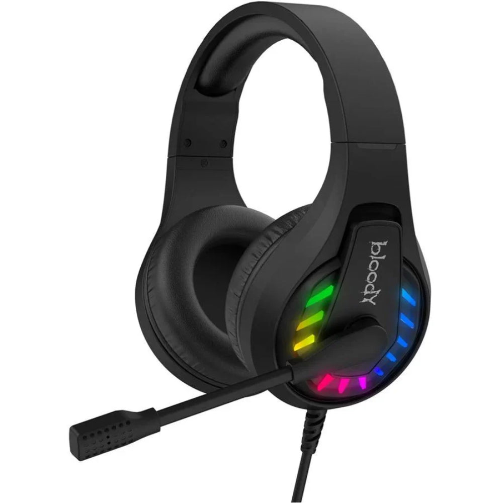 Bloody G230P | Stereo Surround Sound RGB Gaming Headphone – Black 4‑Pin 3.5mm Edition with PC Extension Adapter