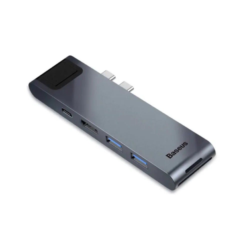 Baseus Thunderbolt C+ Pro Series | 7-in-1 Smart Multifunctional HUB | Thunderbolt 3 Interface | 40Gbps Transfer Rate | 100W PD Input | 8K HDMI | USB-C Data + 2 × USB-A | SD/TF Card Readers | CNC Aluminum Alloy | Space Gray
