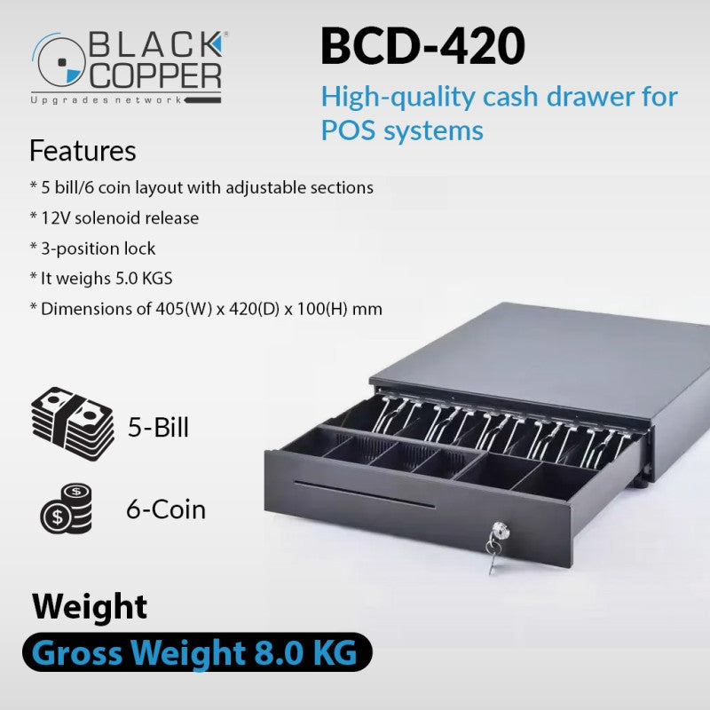 Black Copper BCD-420 | High-quality cash drawer for POS systems