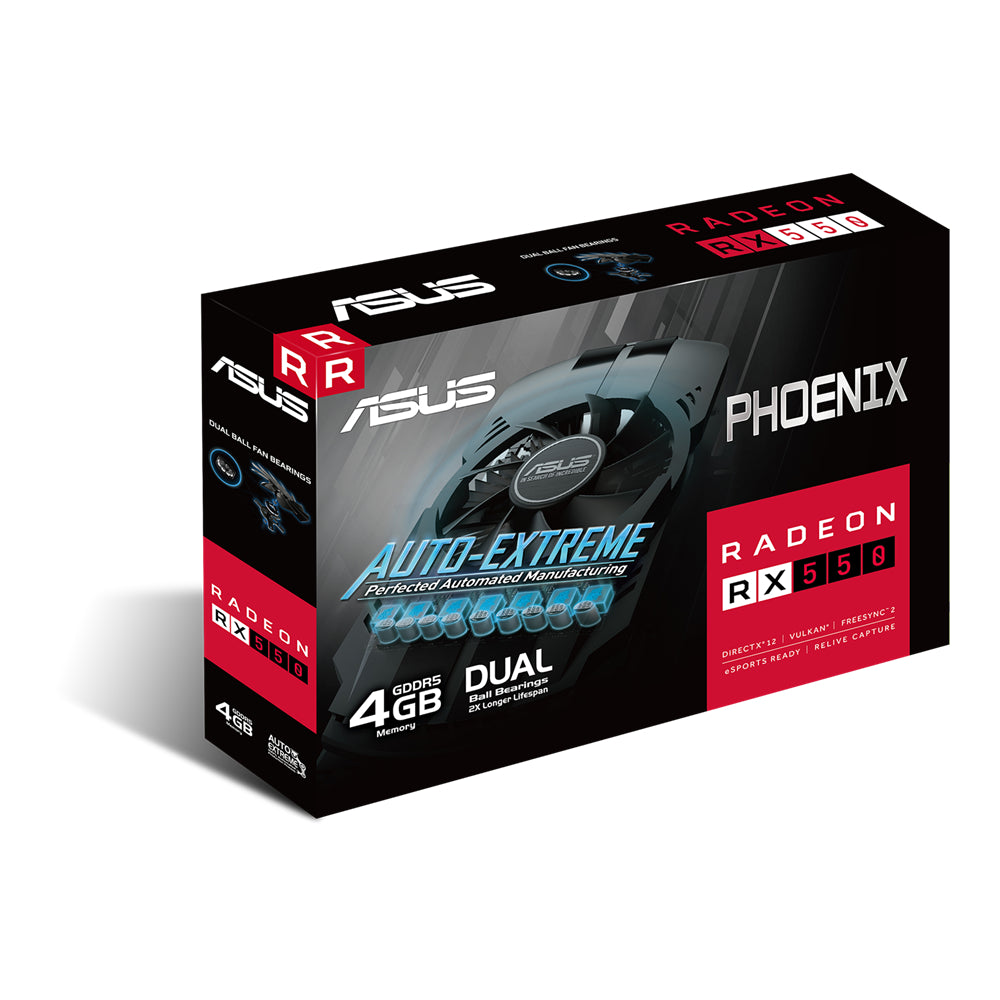 ASUS Radeon RX 550 4GB GDDR5 | AMD Radeon RX 550 | 4GB GDDR5 | PCIe 3.0 | HDMI, DisplayPort, DVI-D