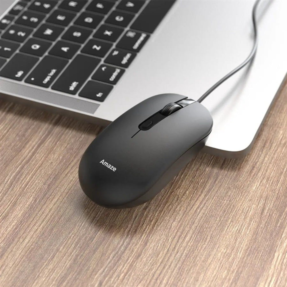 Amaze Probus A704 Wired Mouse | Adjustable 800/1200/1600/2400 DPI | 4 Buttons | Silent Touch | Ergonomic Design | USB 1.6m Cable | Black