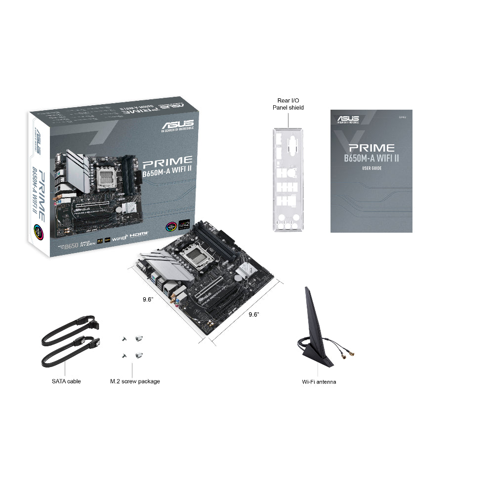 ASUS PRIME B650M-A WIFI II | AMD AM5 Micro-ATX Motherboard | DDR5 Support | PCIe 5.0 | Wi-Fi 6 | 2.5Gb Ethernet