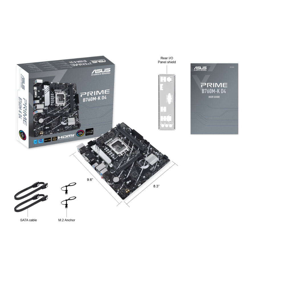 ASUS Prime B760M-K D4 | AI-Ready Micro-ATX Motherboard with PCIe 4.0 & Aura Sync RGB