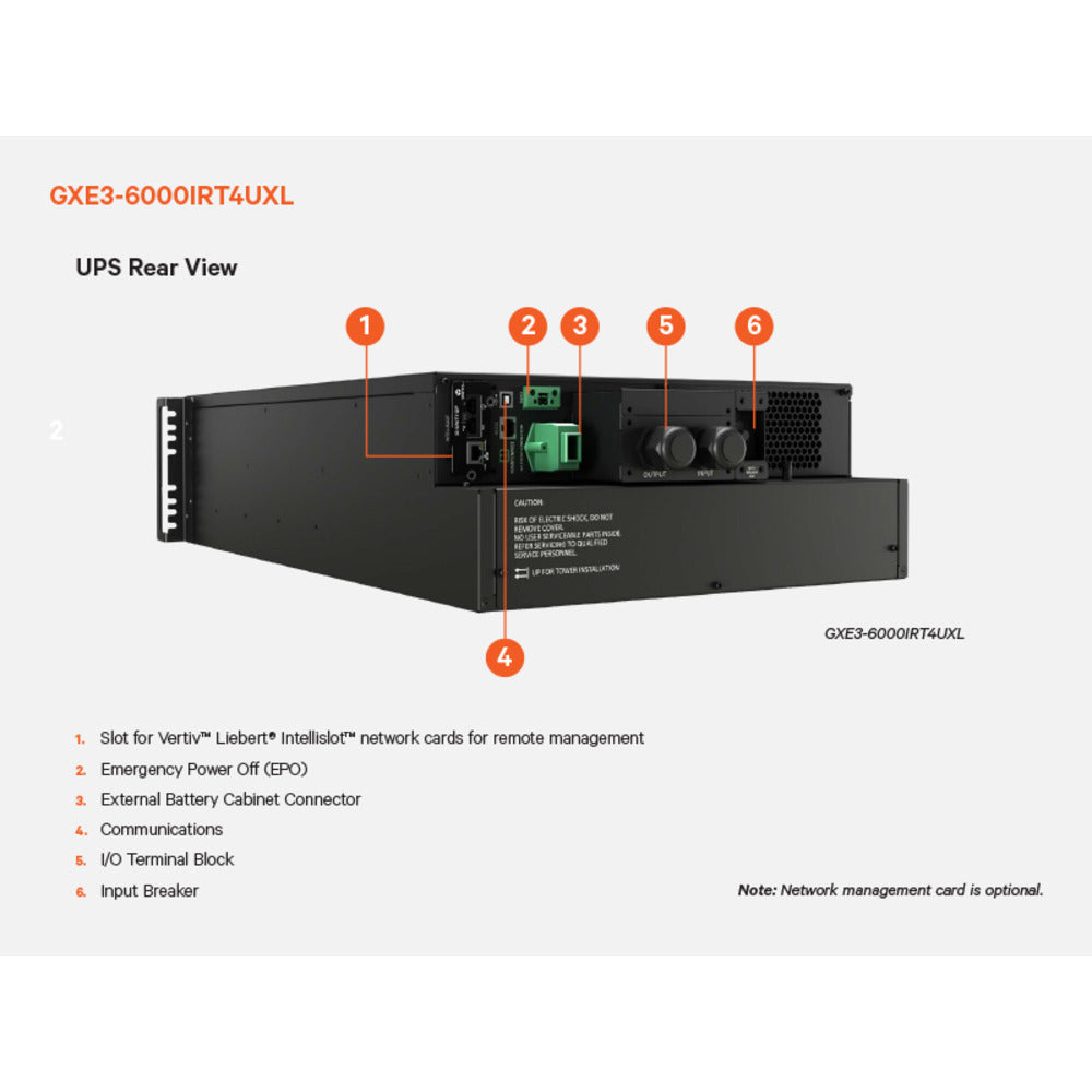 Vertiv Liebert GXE3-6000IRT4UXL | 6KVA/6KW Online Double-Conversion Rack/Tower UPS