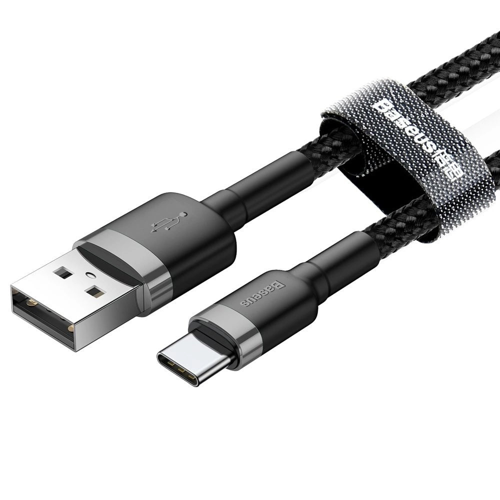 Baseus Cafule Series | MicroUSB Cable | 2A Fast Charging | 480Mbps Data Sync | Reinforced Nylon Braided | Aluminum Alloy Connectors | 2 Meter | Grey / Black | Model CAMKLF-CG1 | For MicroUSB Phones, Tablets, Accessories