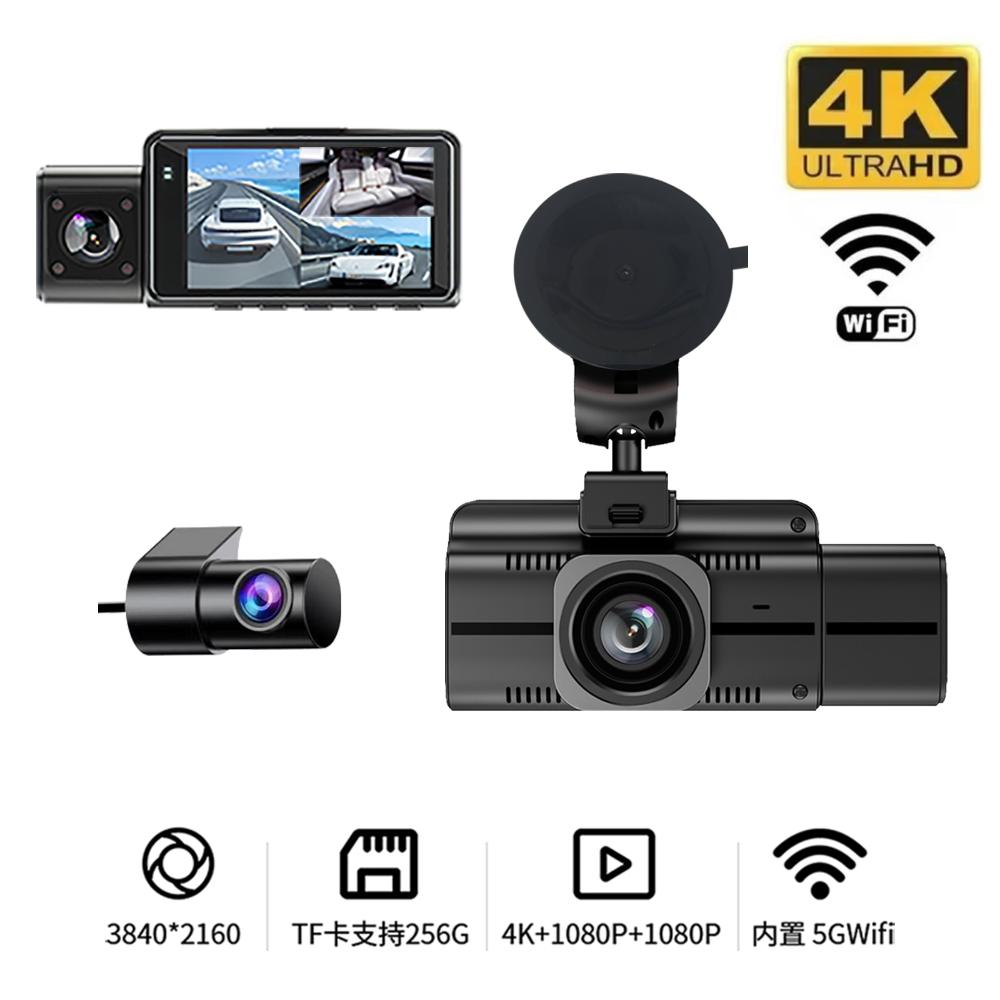 F6 3-Channel Dashcam | 4K Ultra HD + 1080P + 1080P Recording, WiFi 6, GPS Compatible