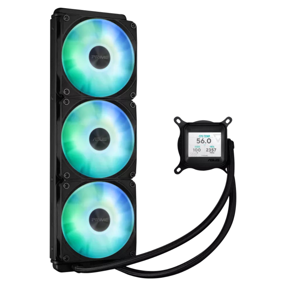 ASUS PRIME LC 360 ARGB LCD | All-in-One Liquid CPU Cooler | 360mm Radiator | 2.3" LCD Display | ARGB Fans | Asetek Pump | LGA1851/AM5 Support