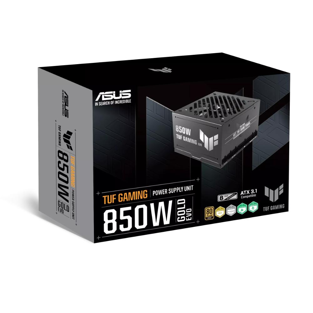 ASUS TUF Gaming 850W Gold EVO Power Supply | 850W | 80 PLUS Gold | ATX 3.1 | PCIe 5.1 | 12V-2x6 | Fully Modular | Military-Grade Components | Cybenetics Platinum