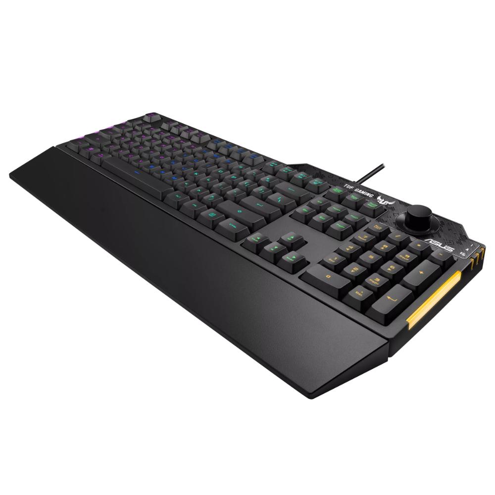 ASUS RA04 TUF Gaming K1 | RGB Gaming Keyboard | Tactile Switches | 19-Key Rollover | Volume Knob | Spill-Resistant | Wrist Rest