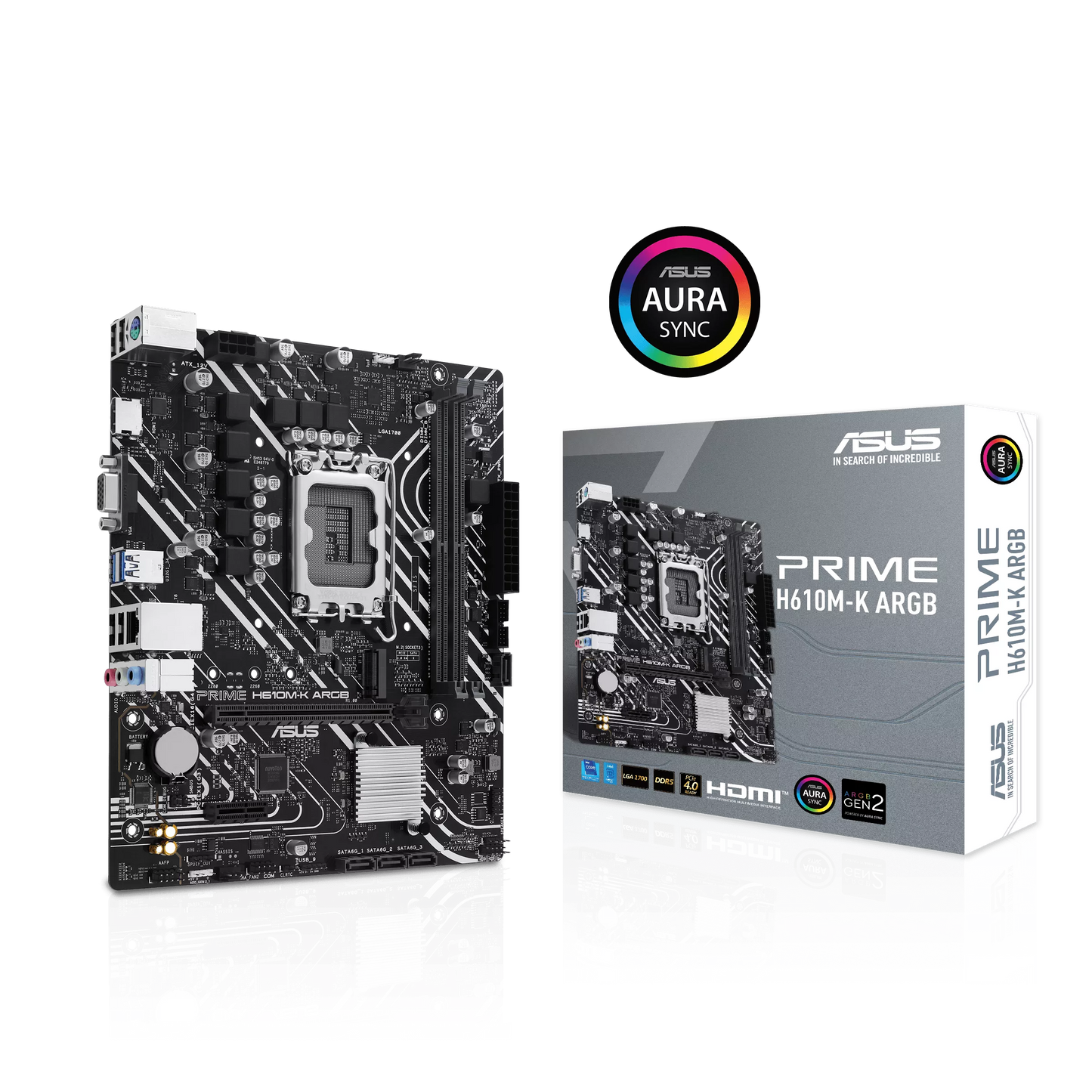 ASUS PRIME H610M-K ARGB D5 Micro-ATX Motherboard | DDR5 Power & Sync RGB