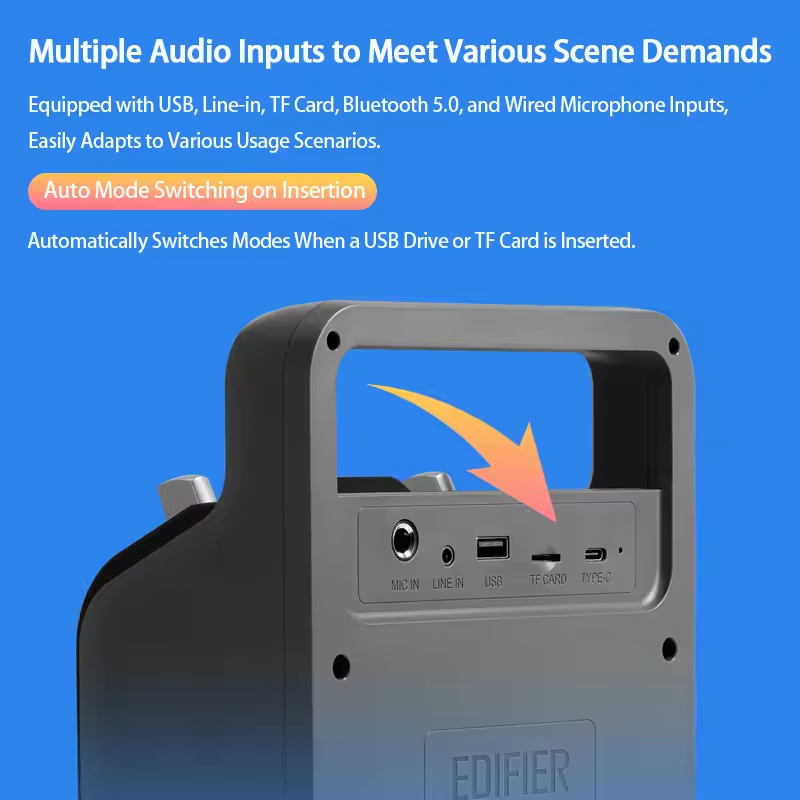 Edifier PP205 Portable Karaoke Bluetooth Speaker | 12W RMS | 8-Hour Playback | Multi-Mode Audio