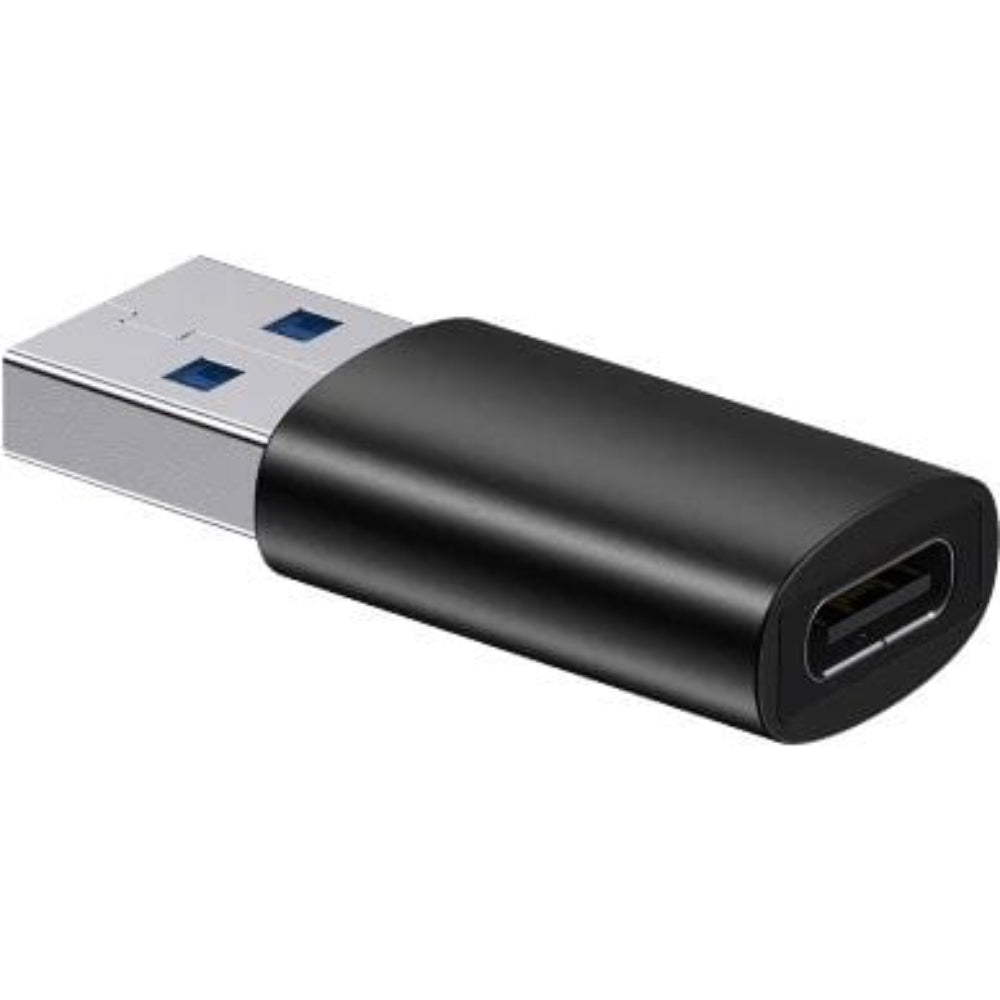 Baseus Ingenuity Series | Mini OTG Adapter | USB 3.1 to Type-C | 5Gbps Transfer | Plug & Play | Aluminum Alloy | Keychain Loop | Black / Silver | For USB-C Phones, Tablets, Laptops