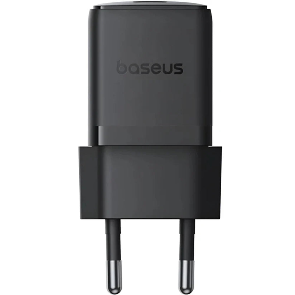 Baseus Palm Series | Network Fast Charger | Single USB-C Port | 20W PD Output | 3A Max Current | Compact Design | Smart Chip | US Plug | Black | Model P10111602113-00 | For Phones, Tablets, USB-C Accessories