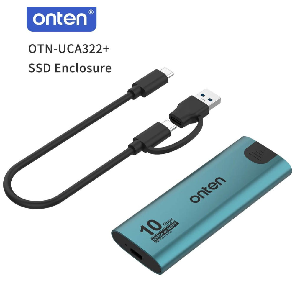 Onten OTN-UCA322 | NVMe M.2 SSD External Enclosure | USB 3.2 Gen 2 | 10Gbps Transfer Speed | Tool-Free Design | Aluminum Alloy | For Windows, macOS, Linux