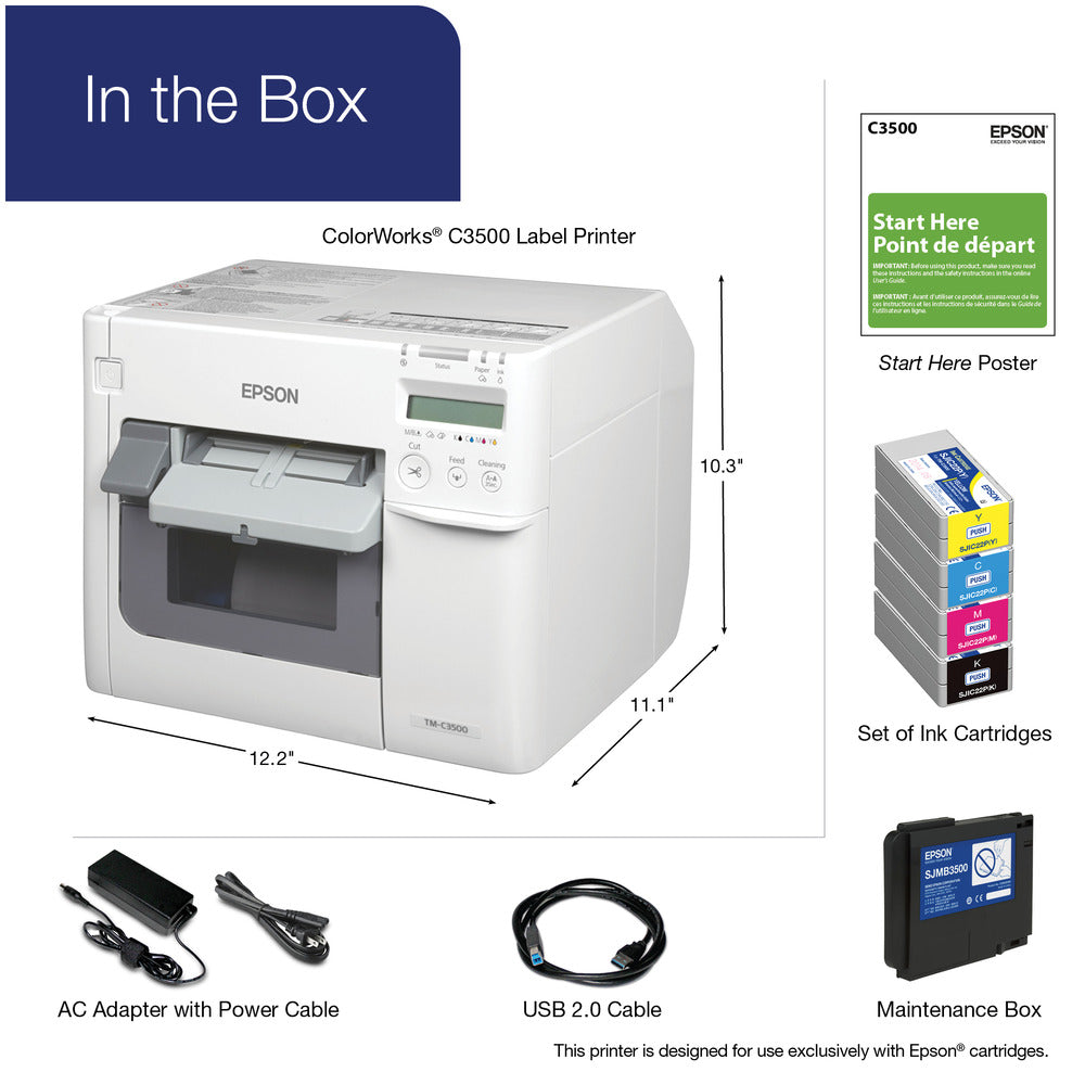 Epson ColorWorks C3500 | High-Speed Color Inkjet Label Printer, 360dpi, USB & Ethernet