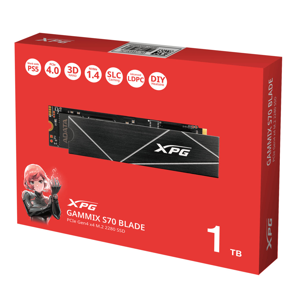 XPG 1TB S70 BLADE M.2 NVME Gen 4 SSD | Ultra-Fast Storage for Gaming and Creation