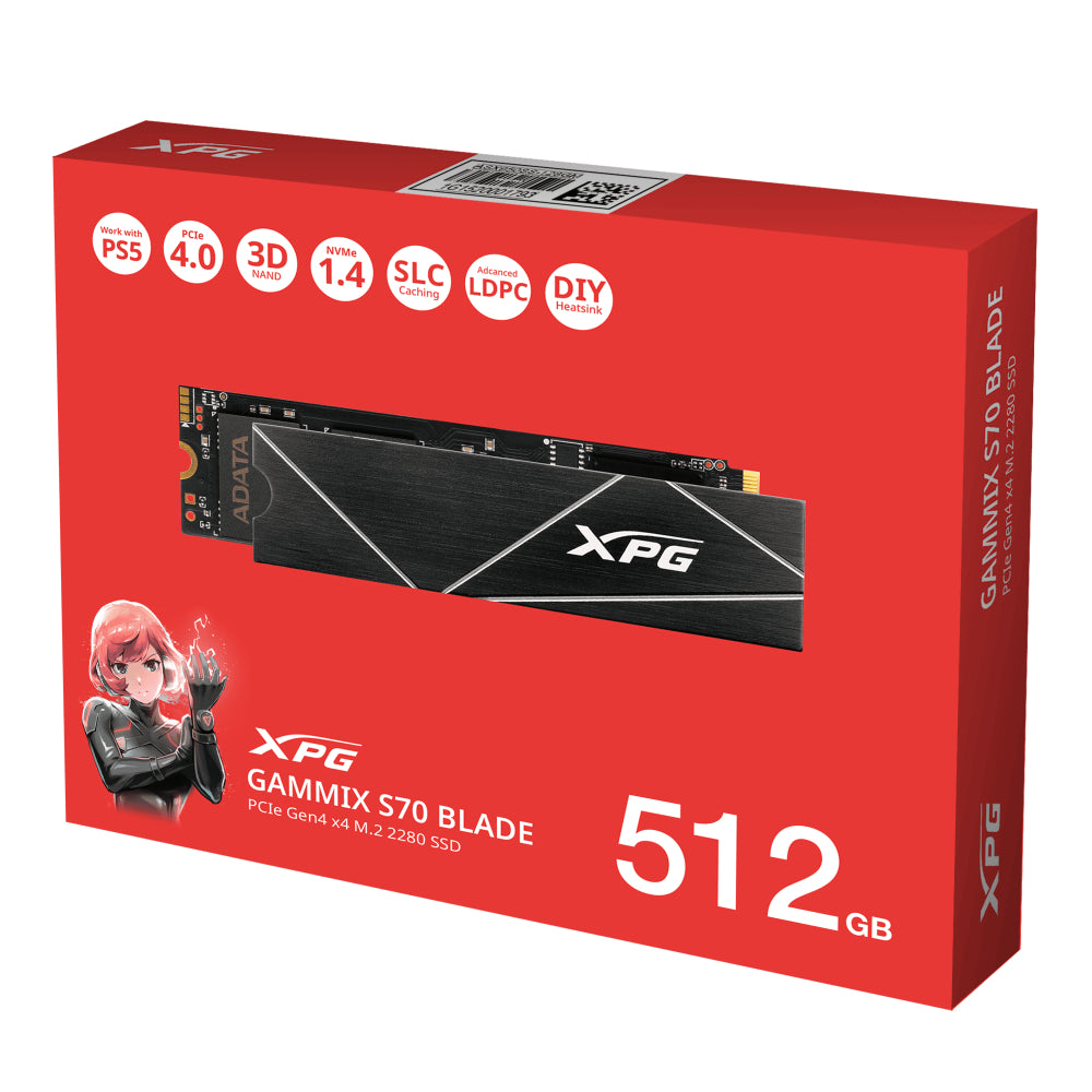 XPG 512GB S70 BLADE M.2 NVME Gen 4 SSD | Compact Speed, Reliable Performance