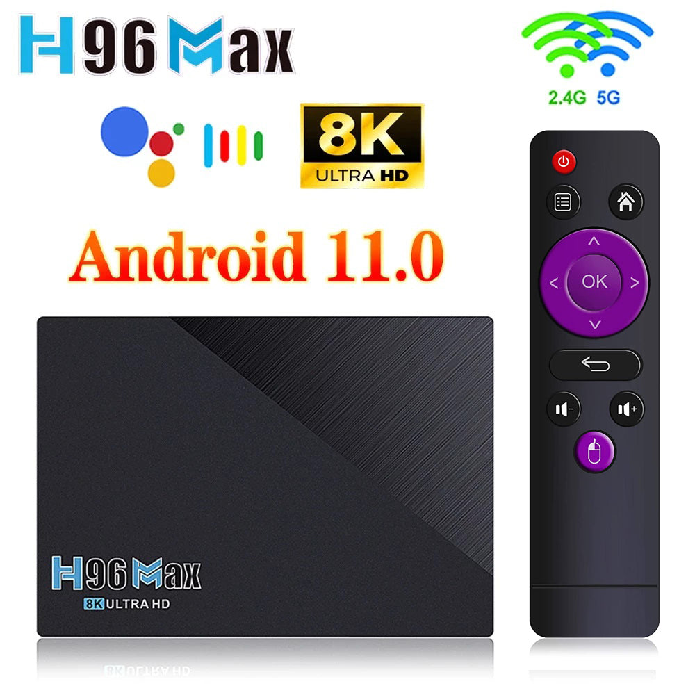 Smart Box H96 MAX | 8GB RAM + 64GB Storage | Android 11.0 | 4K Ultra HD TV Box