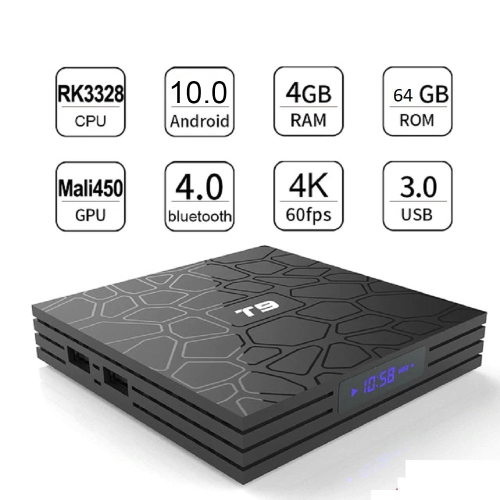 Smart Box T9 | 4GB+64GB Quad Core 4K Ultra HD Android 9.0 TV Box
