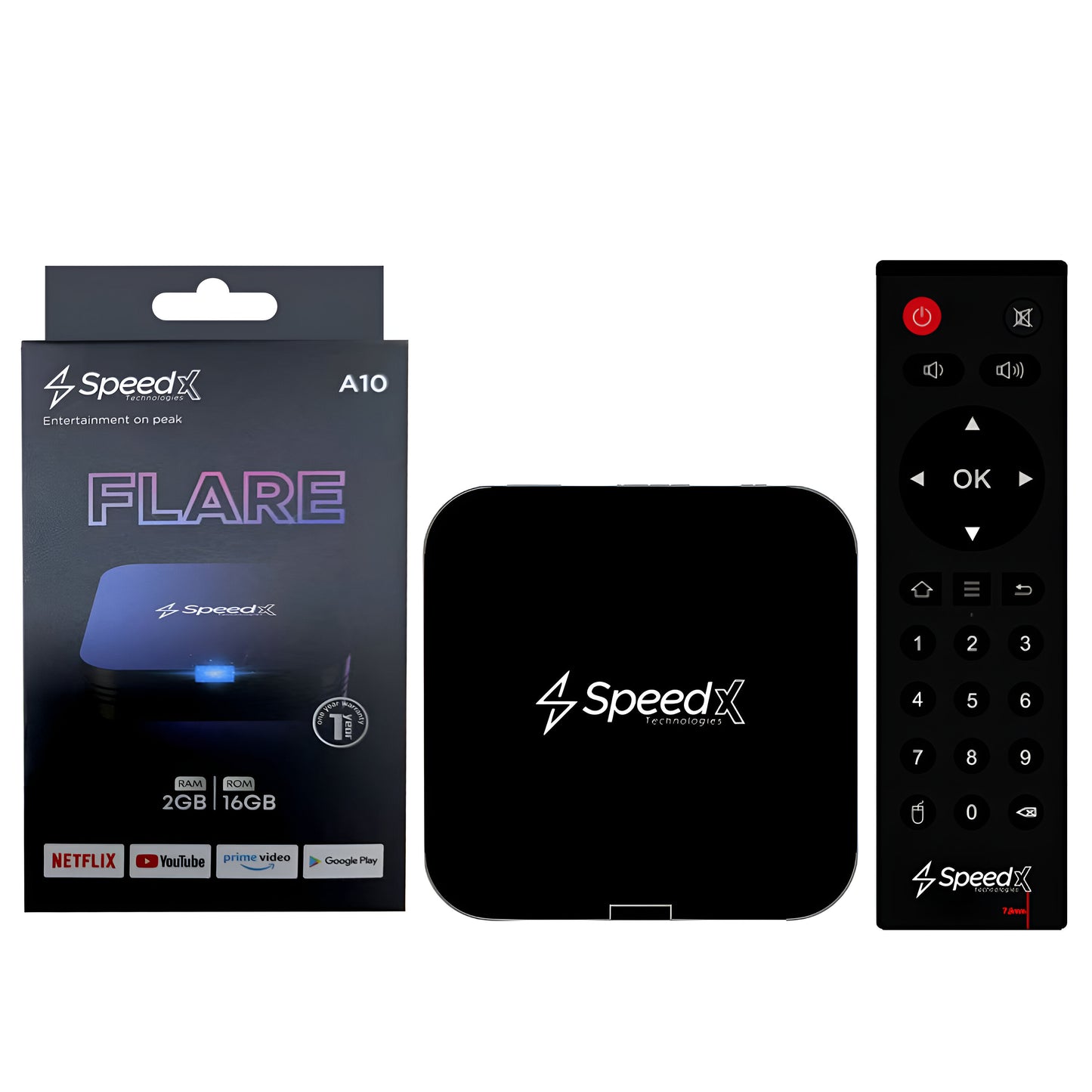 Speed-X Flare A10 | Quad-Core ARM Cortex A53, 2GB+16GB, 4K Smart TV Box Android 10.0