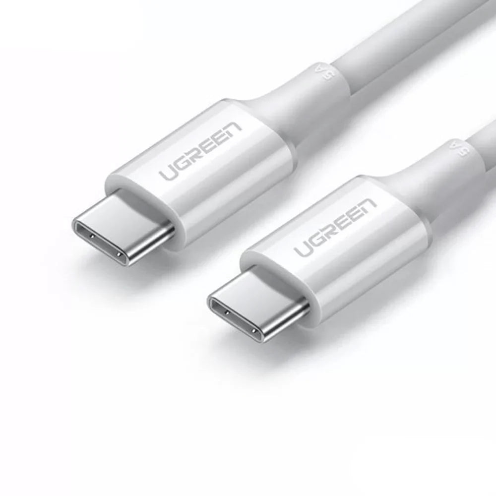 UGREEN 60551 | USB 2.0 Type-C to Type-C Data Cable | 100W PD Fast Charging | 1 Meter | White | E-Marker Chip | For Laptop, MacBook, Tablet, Smartphone, Power Bank