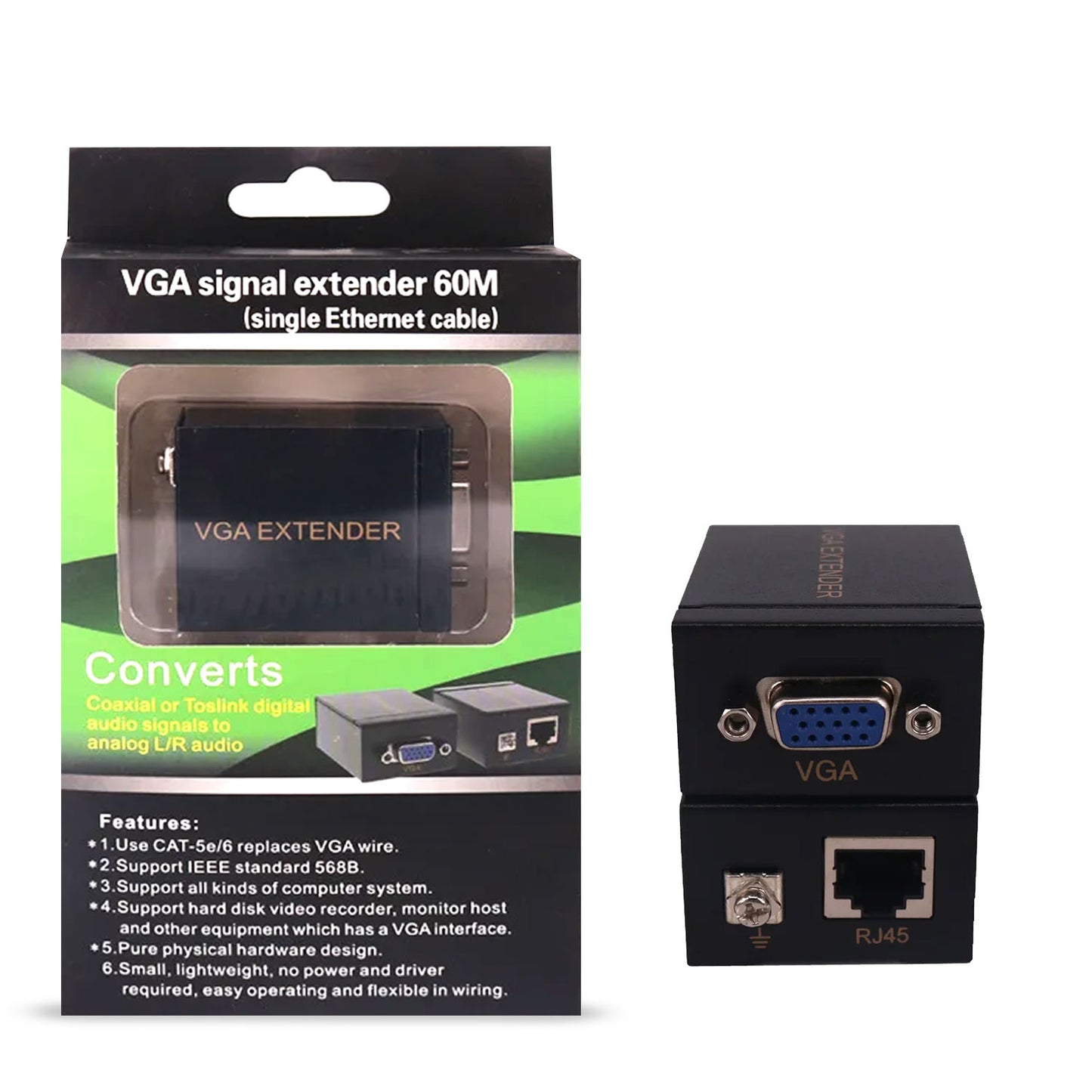VGA Range Extender Over Single LAN | 60M VGA Signal Transmission