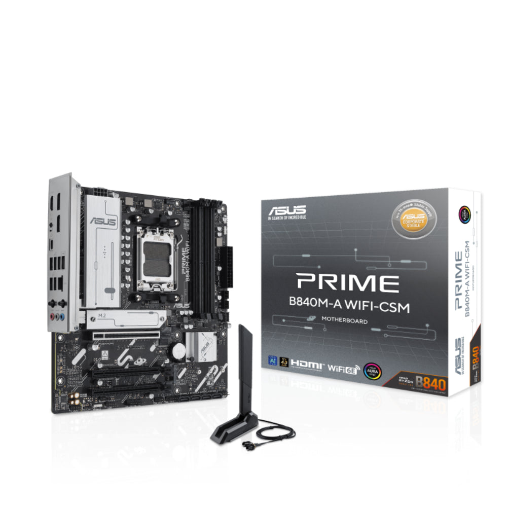 ASUS PRIME B840M-A D5 WIFI-CSM Motherboard | Compact AM5 Platform with DDR5 | Wi-Fi 6E PCIe 4.0