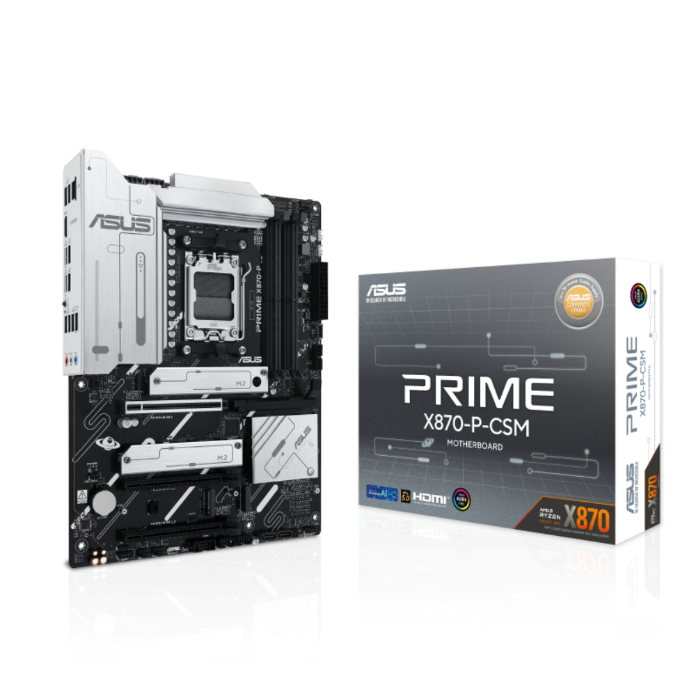 ASUS PRIME X870-P-CSM | AMD X870 ATX Motherboard | AM5 Socket | DDR5 Support | PCIe 5.0 | Business-Class Reliability