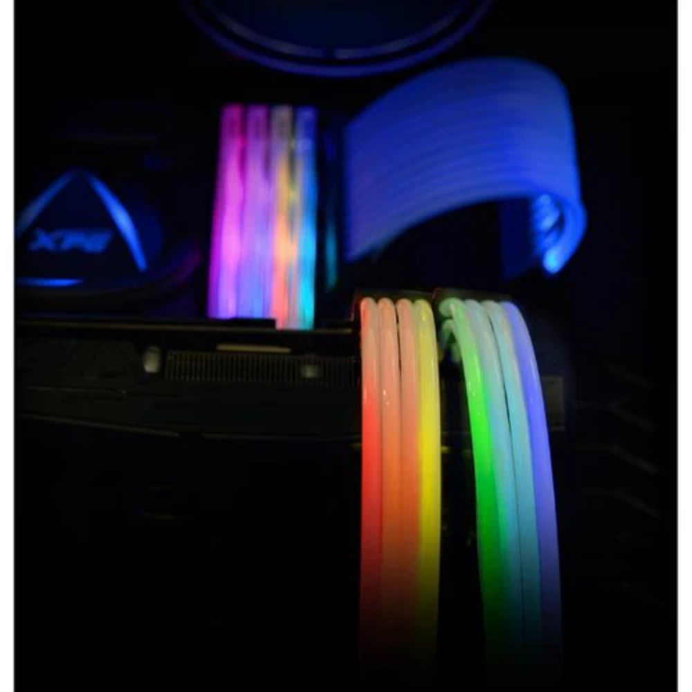 XPG PRIME ARGB VGA Extension Cable|24cm|16-Pin PCIe|ARGB Lighting|High-Density Sleeving|GPU Aesthetic Upgrade|Black