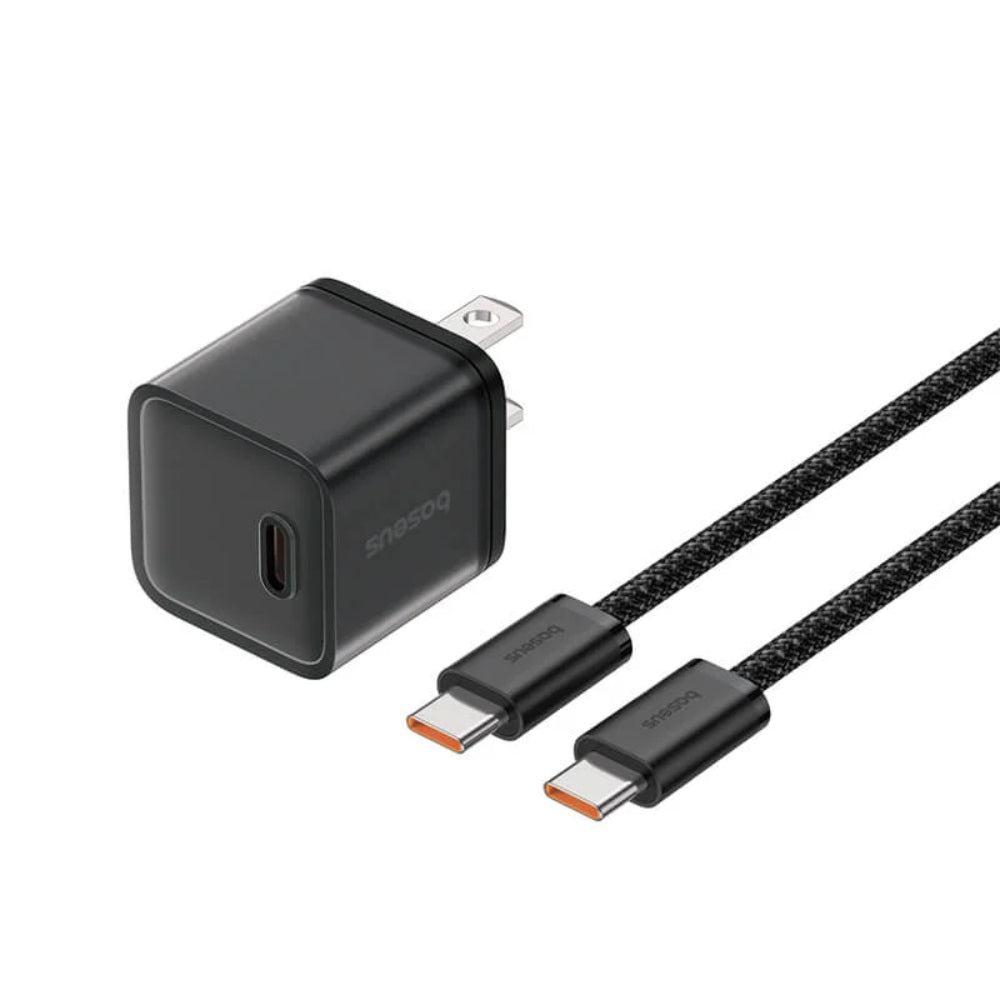 Baseus GaN5S 20W Charger with Cable Black | Compact Fast Charging | GaN5S Technology | Includes USB-C Cable