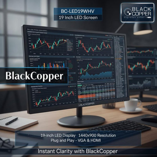 BlackCopper BC-LED19WHV 19" LED Monitor | 1440 × 900 | 60Hz | 5ms | LED Panel | 16:9 | HDMI + VGA | 250 cd/m²
