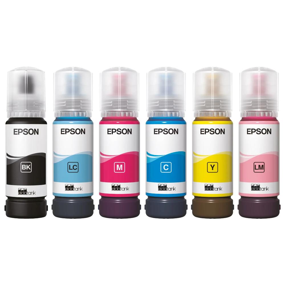 Epson 108 EcoTank Ink Series | 6-Color Dye Ink Bottles for High-Quality Photo Printing