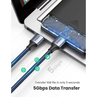 UGREEN US373 USB 3.0 Type-A to Type-A Male-to-Male Cable | 1 m & 2 m | Nylon Braided | 5 Gbps