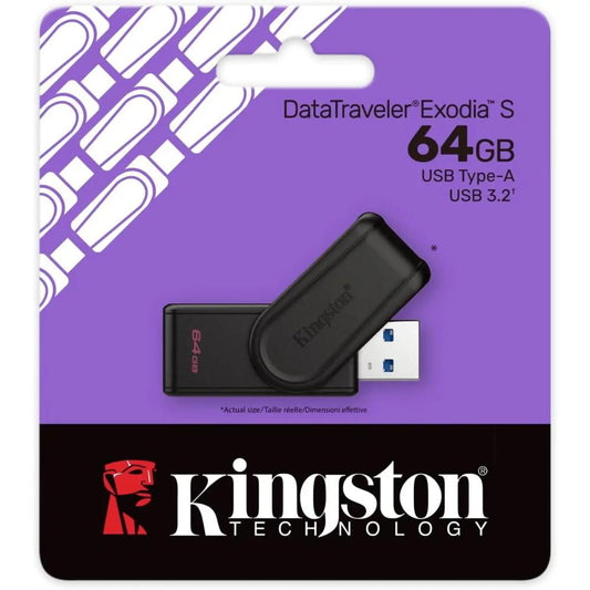 Kingston DataTraveler Exodia S USB Flash Drive | 64GB / 128GB / 256GB / 512GB | USB 3.2 Gen 1 | Swivel Cap