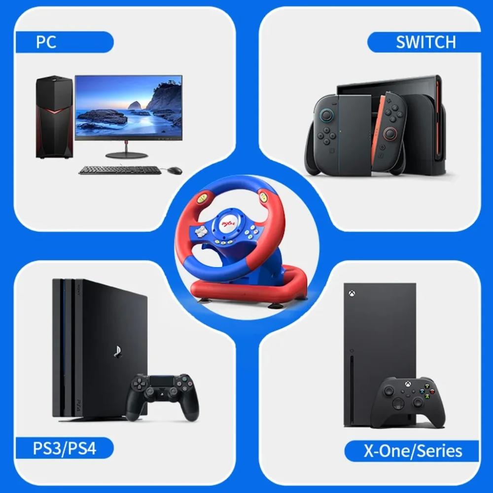 PXN V2 WL Wireless Gaming Racing Wheel | 180° Linear Steering | Dual Vibration Motors | Paddle Shifters | Pedal Set | PC, Switch, PS3, PS4 & Xbox