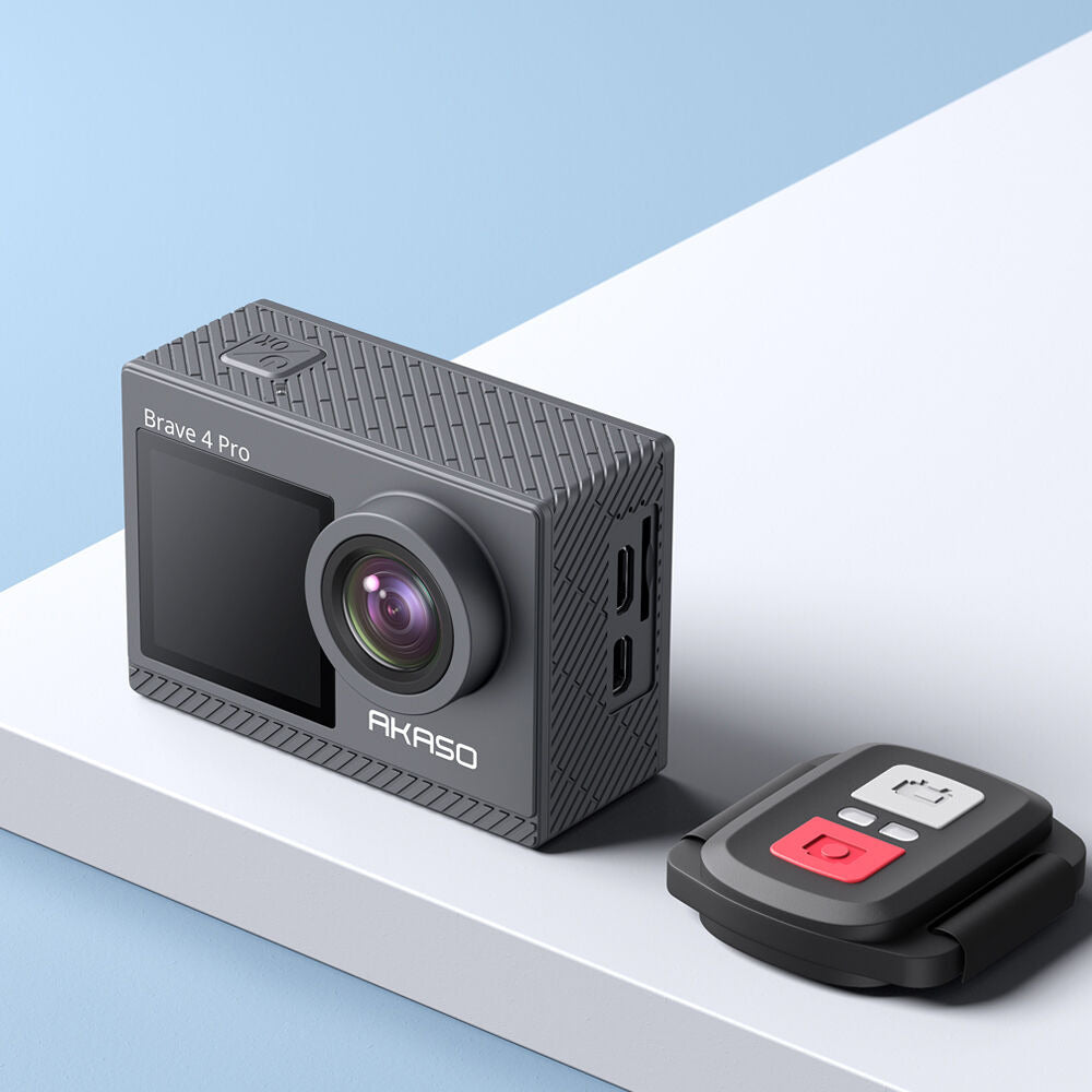 AKASO Brave 4 Pro | 4K30fps, 20MP, Dual Display, EIS, Waterproof 131ft, WiFi, 3 Batteries