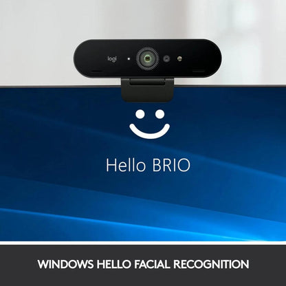 Logitech Brio 4K Ultra HD Business Webcam | 4K 30fps | 1080p 60fps | 13MP | Windows Hello | RightLight 3 | Autofocus | 5x Digital Zoom | Dual Noise-Canceling Mics