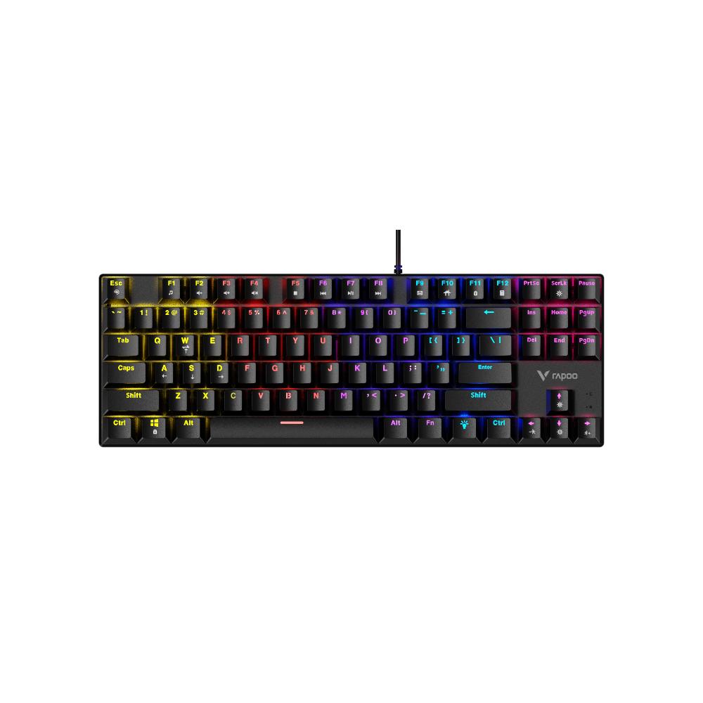 Rapoo GK500-87 Backlit Mechanical Gaming Keyboard | 87 Keys | 80% Compact Layout | 26-Key Anti-Ghosting | PBT Keycaps | Adjustable Backlighting | Black