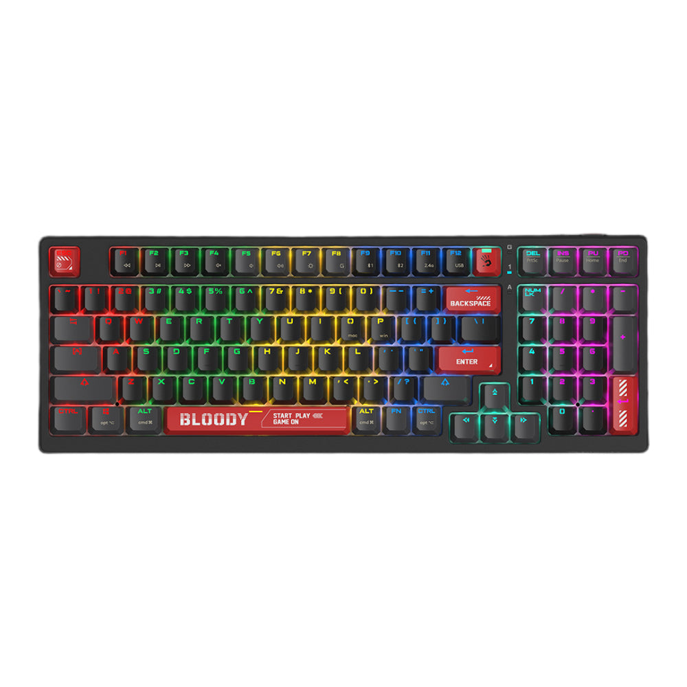 Bloody WS98 RGB Wireless Mechanical Keyboard | 98 Keys, BLMS Red Switch, Dual Mode (Wireless + USB), RGB, Bloody Red, US Layout