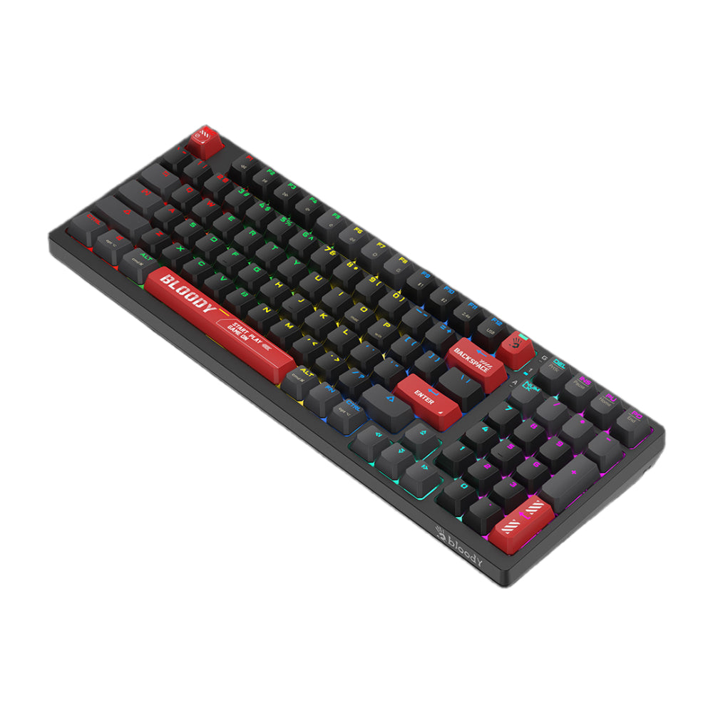 Bloody WS98 RGB Wireless Mechanical Keyboard | 98 Keys, BLMS Red Switch, Dual Mode (Wireless + USB), RGB, Bloody Red, US Layout