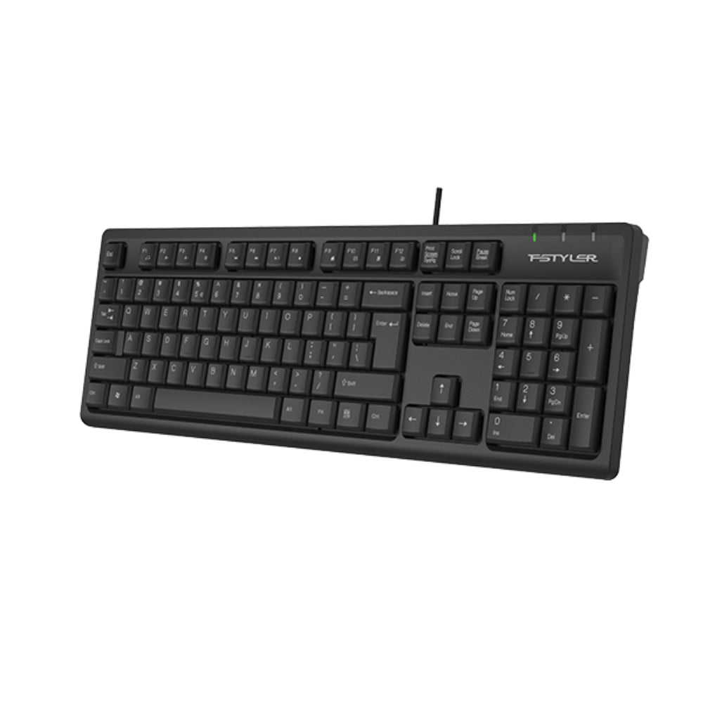 A4Tech FK12 Fstyler | USB Wired Keyboard, Slim Design, Spill-Resistant, Quiet Typing