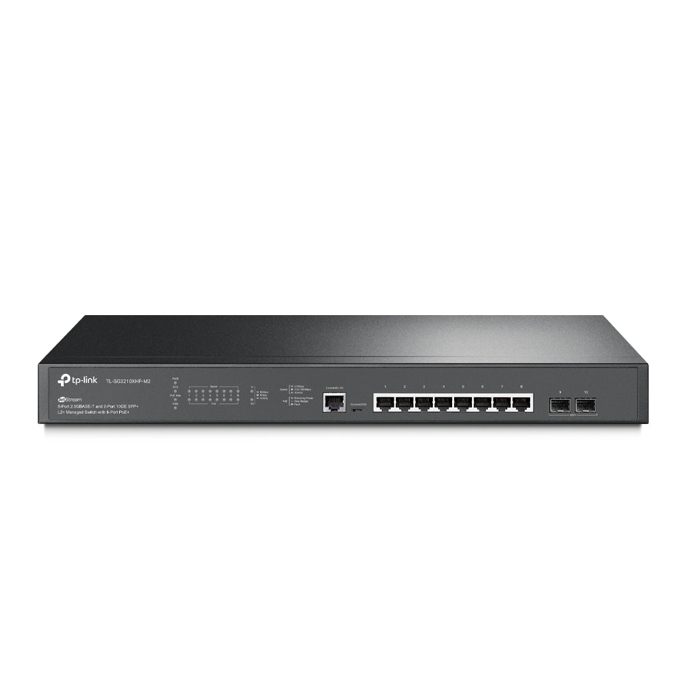 TP-Link TL-SG3210XHP-M2 JetStream 8-Port 2.5GBASE-T and 2-Port 10GE SFP+ L2+ Managed Switch with 8-Port PoE+ | Multi-Gig PoE+ for WiFi 6, 10G Uplinks, and Omada SDN Integration