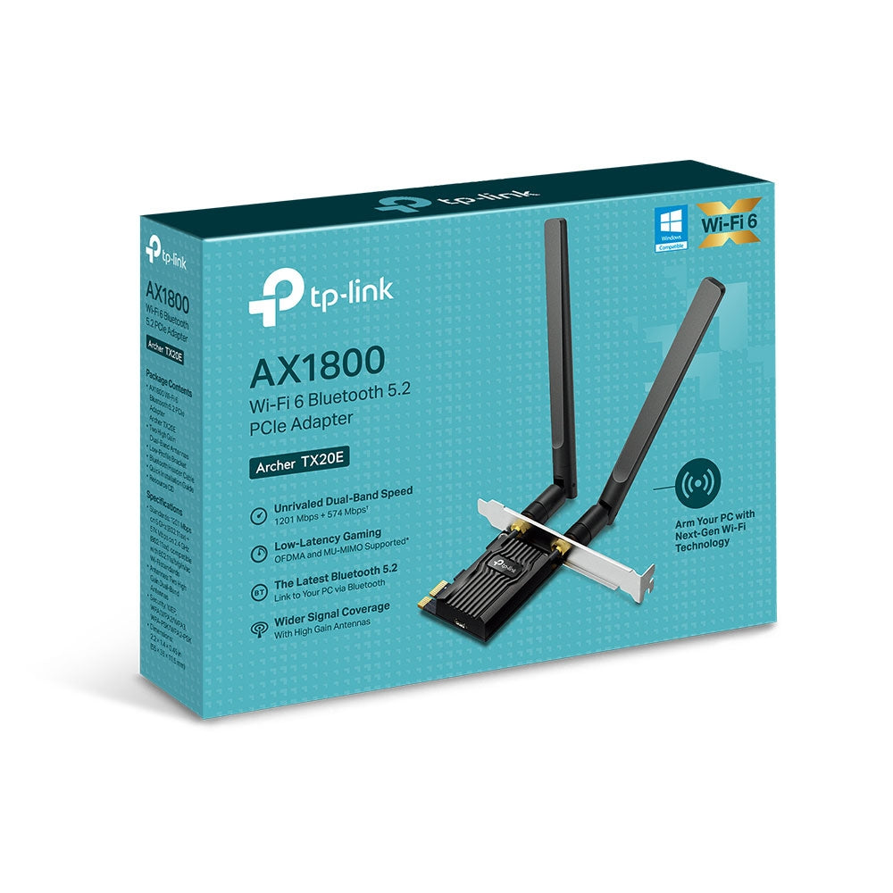 TP-Link Archer TX20E AX1800 Wi-Fi 6 Bluetooth 5.2 PCIe Adapter | Ultra-Fast Wireless + Bluetooth Upgrade for Desktop PCs